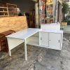 ban-lam-viec-cu-chu-l-100x100 Bàn Làm Việc 1m4 Cũ Màu Nâu Kem Có Tủ Khóa  
